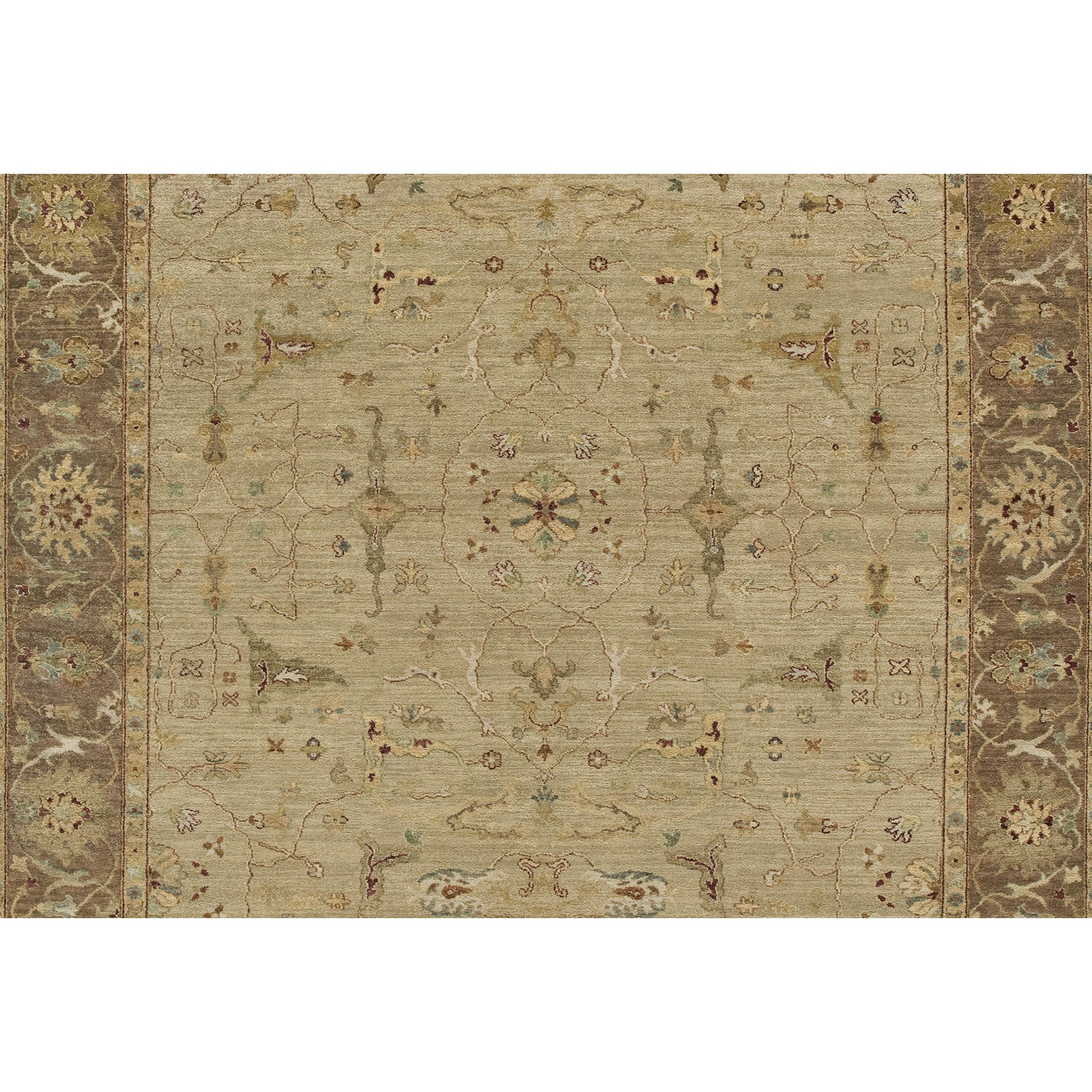 Indian Luxury Traditional Hand-Knotted Beige/Chestnut 12x24 Rug For Sale