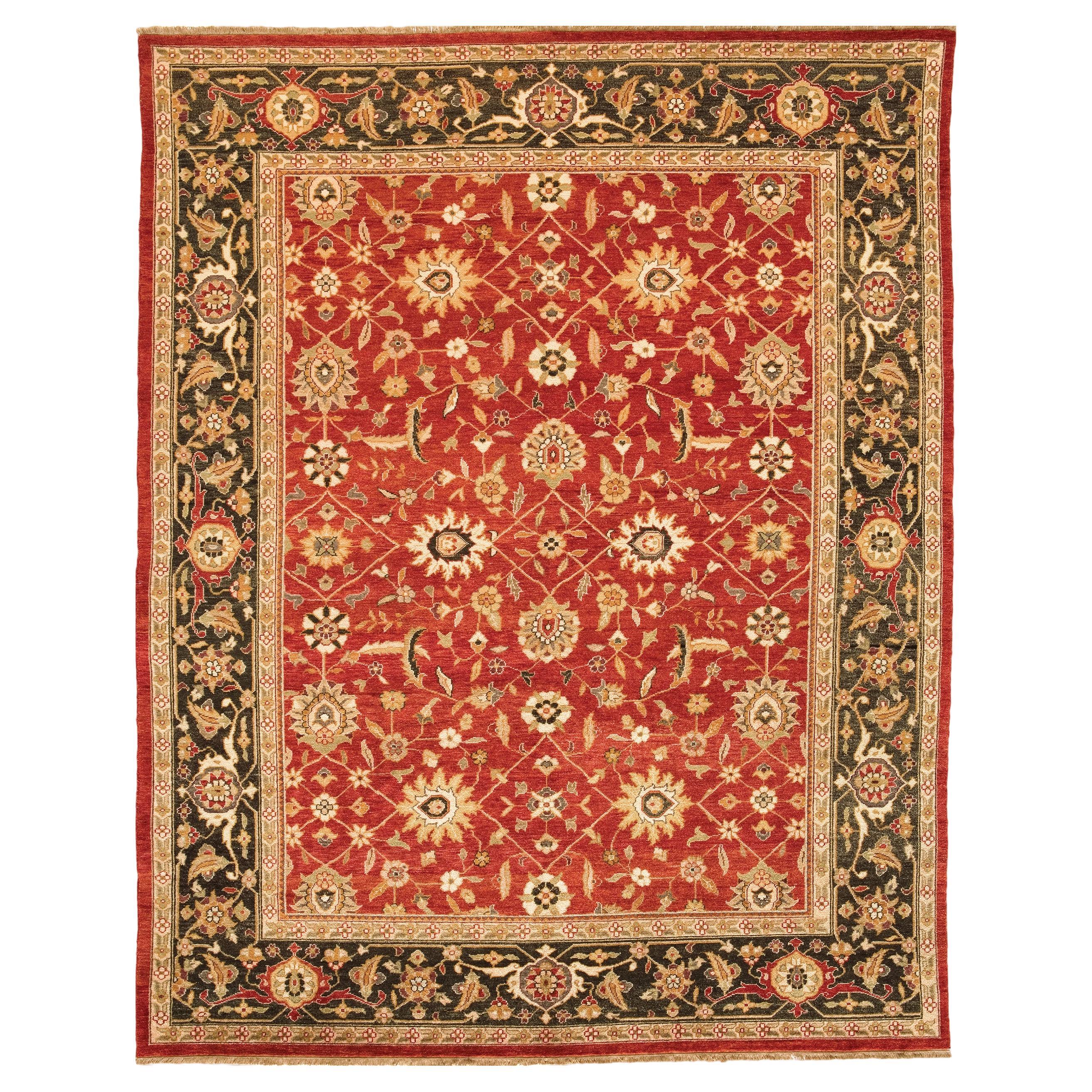 Luxury Traditional Hand-Knotted Bidjar Red/Dark Green 10x14 Rug