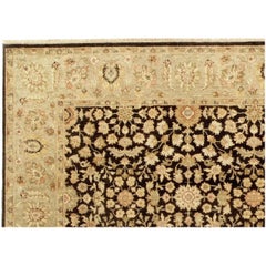 Luxury Traditional Hand-Knotted Black/Sage 14x28 Rug