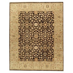 Luxury Traditional Hand-Knotted Black/Sage 14x28 Rug