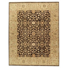 Luxury Traditional Hand-Knotted Black/Sage 14x28 Rug