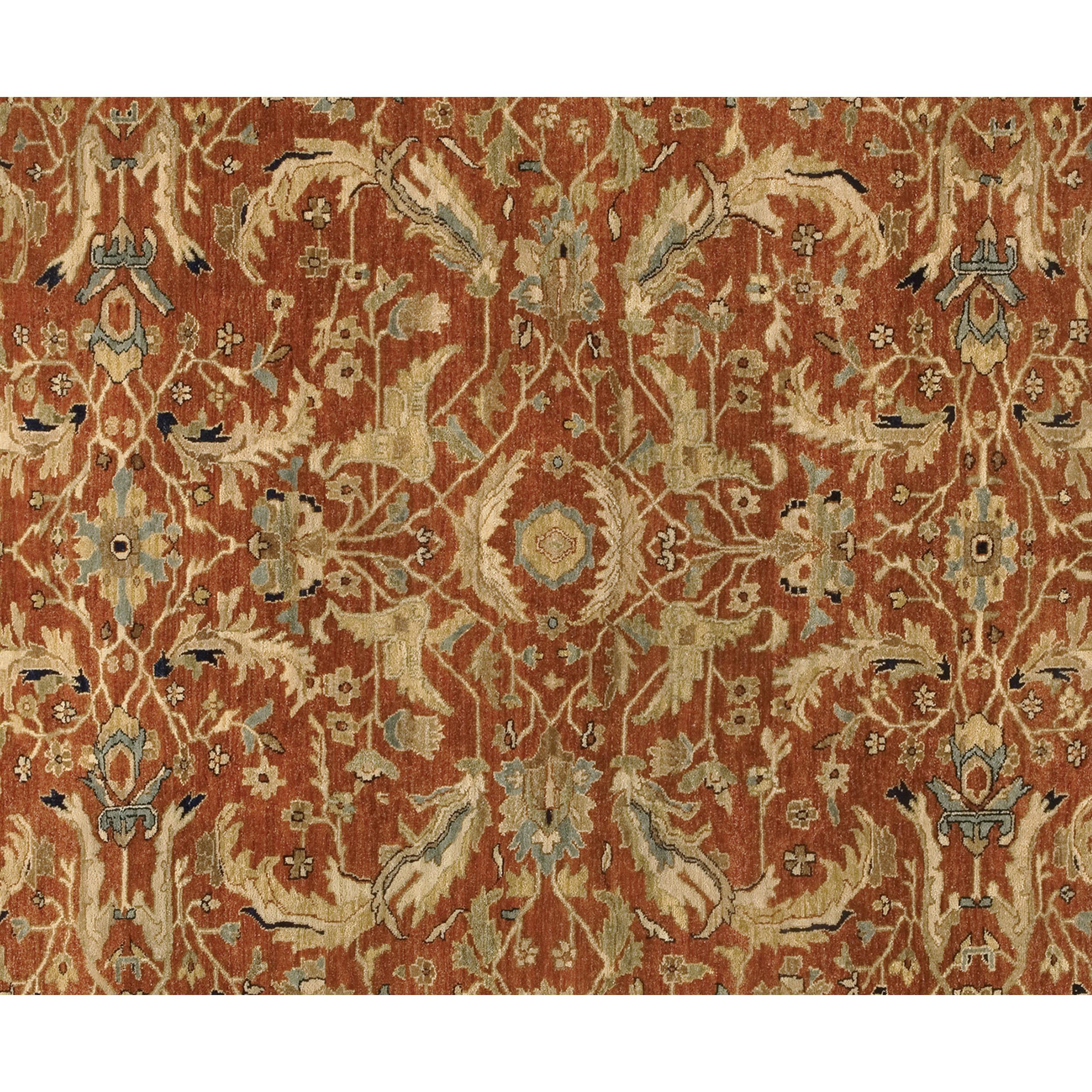 Agra Luxury Traditional Hand-Knotted Brick/Cream 12x15 Rug For Sale