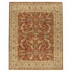 Luxury Traditional Hand-Knotted Brick/Cream 14x28 Rug