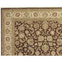 Luxury Traditional Hand-Knotted Brown/Cream 12x18 Rug