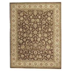 Luxury Traditional Hand-Knotted Brown/Cream 14x28 Rug