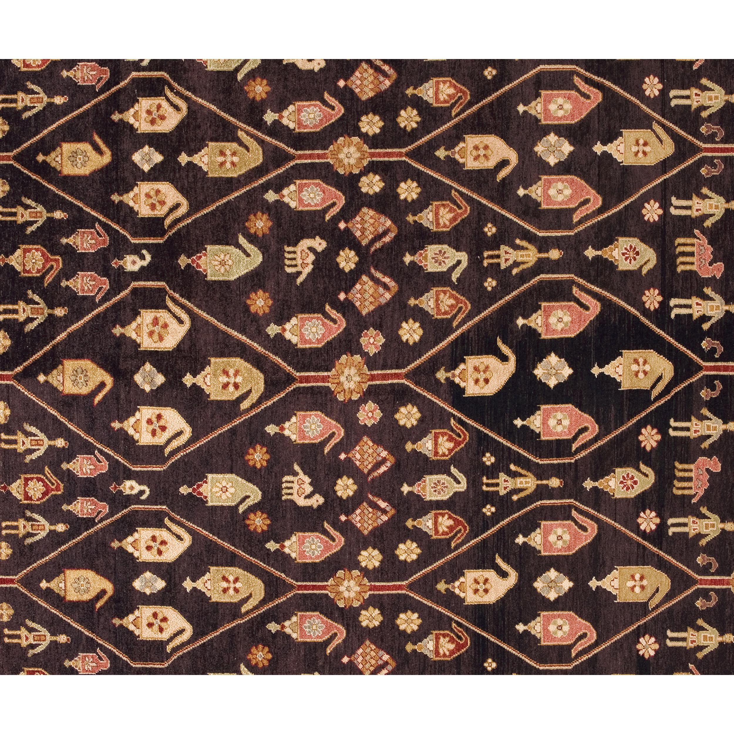 Chinese Luxury Traditional Hand-Knotted Brown/Gold 11x18 Rug For Sale