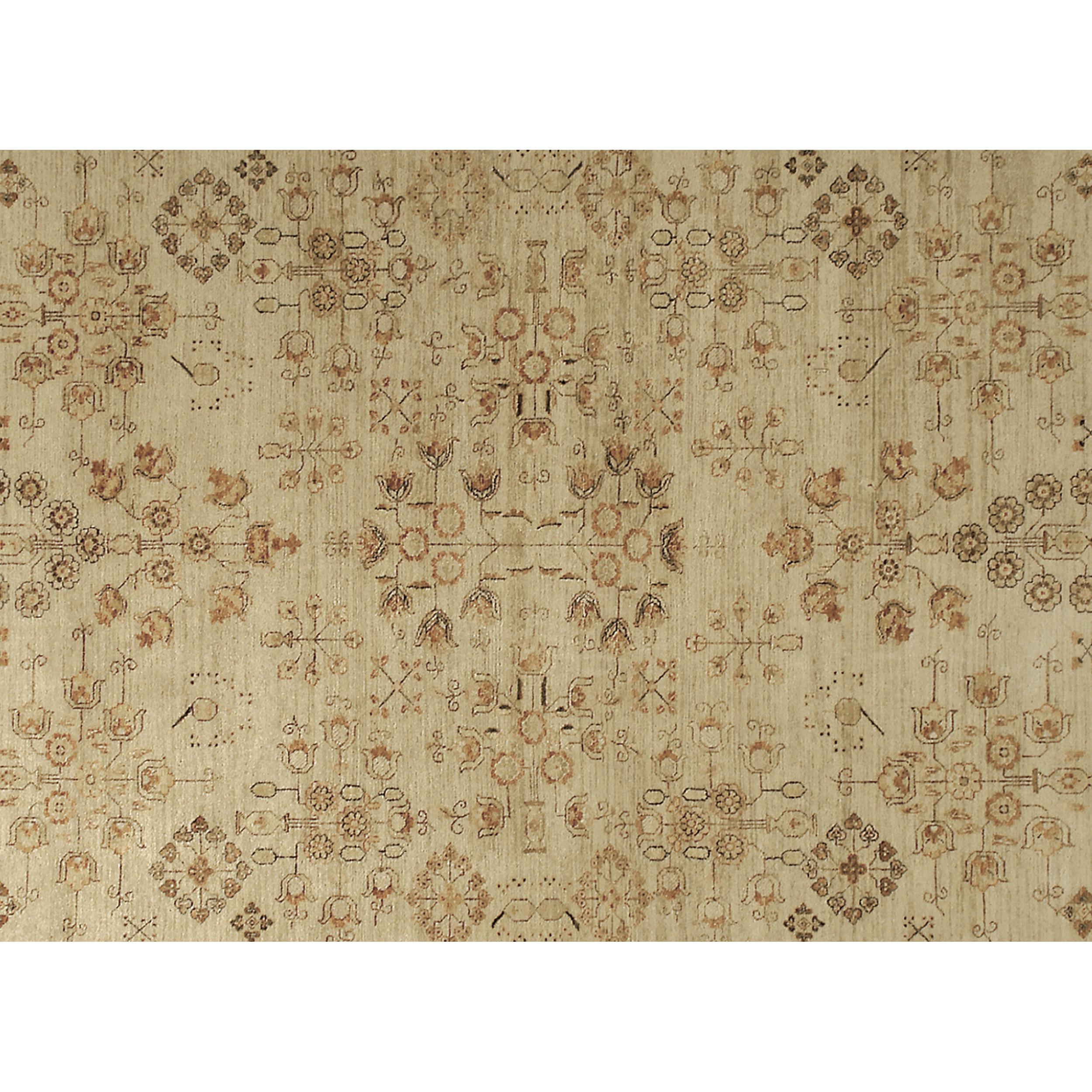 Agra Luxury Traditional Hand-Knotted Cream/Beige 12x24 Rug For Sale