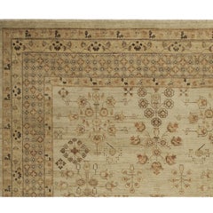 Luxury Traditional Hand-Knotted Cream/Beige 14x28 Rug