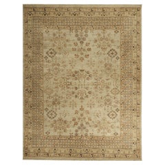 Luxury Traditional Hand-Knotted Cream/Beige 14x28 Rug