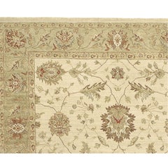 Luxury Traditional Hand-Knotted Cream/Fawn 12X24 Rug
