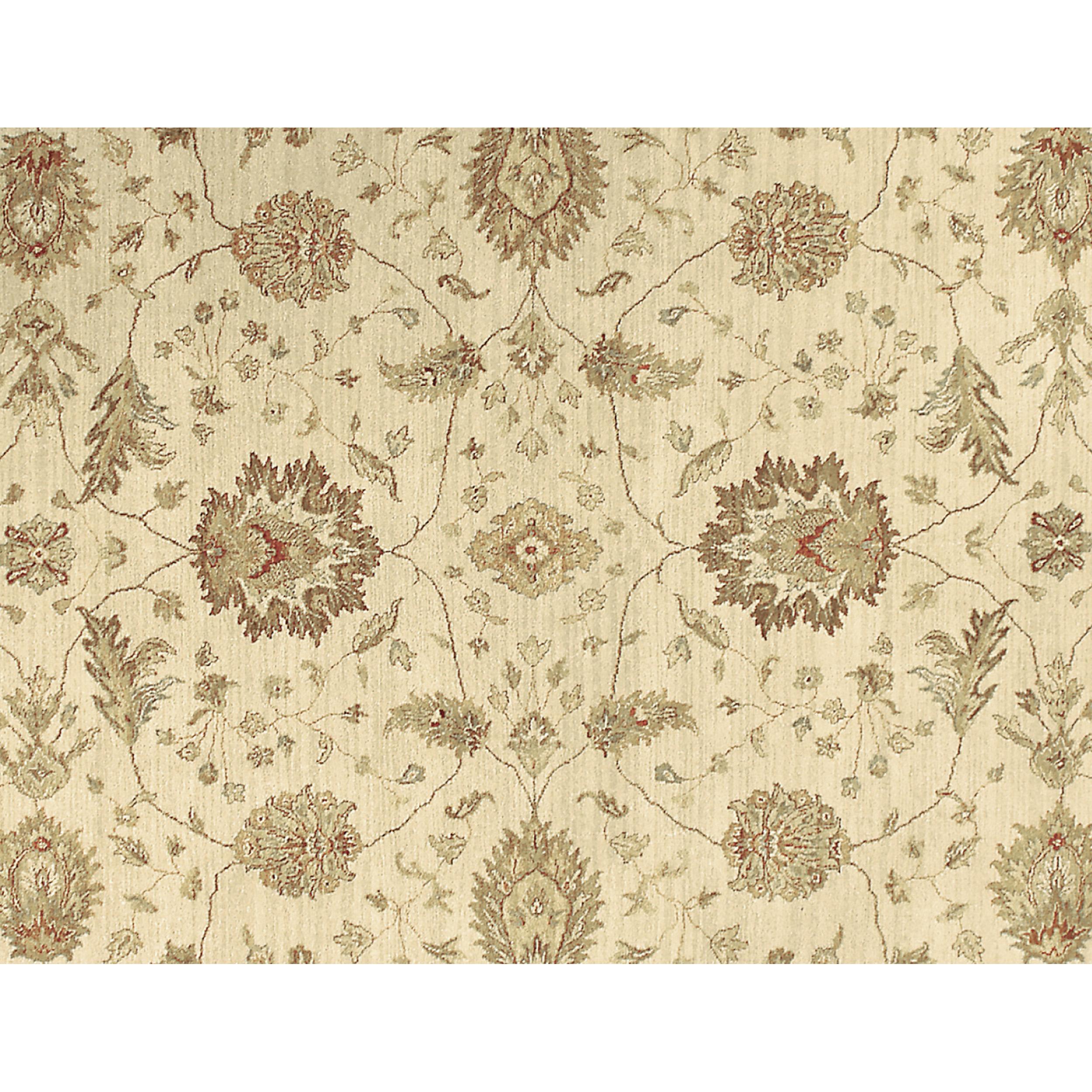 Agra Tapis de luxe traditionnel noué à la main crème/fauve 14x26 en vente