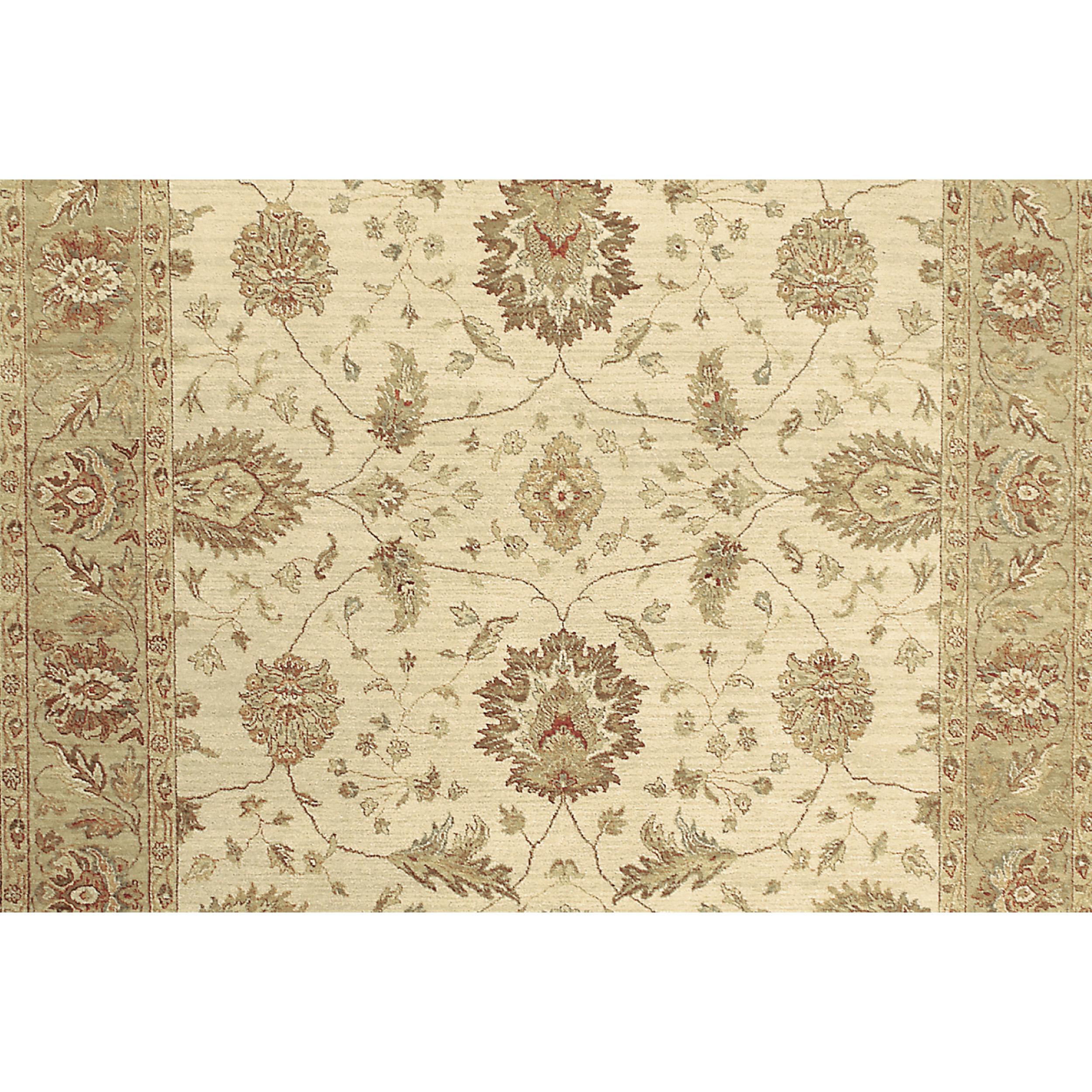 Indien Tapis de luxe traditionnel noué à la main crème/fauve 14x26 en vente