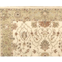 Luxury Traditional Hand-Knotted Cream/Gold 10x14 Rug