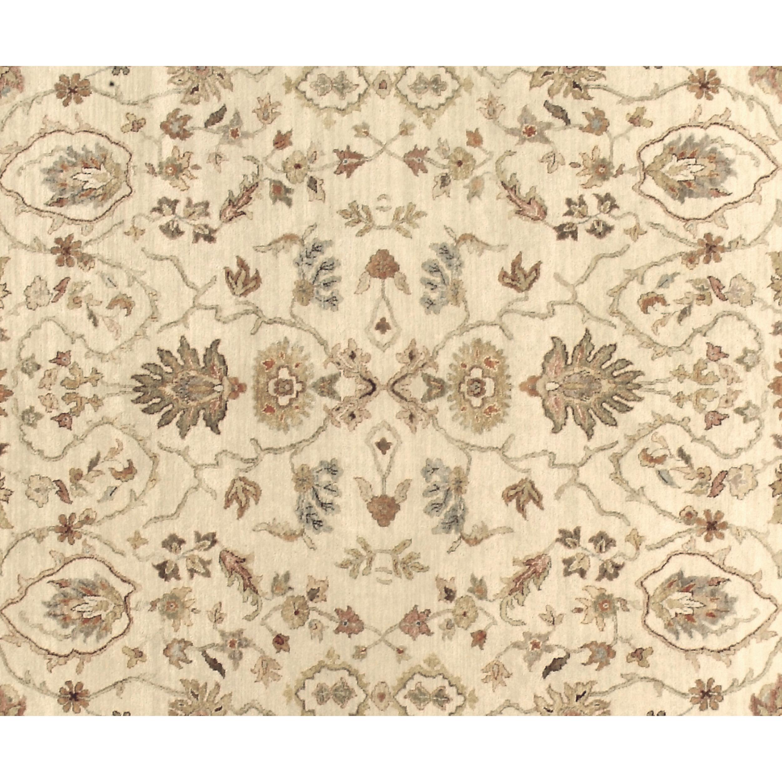 Agra Luxury Traditional Hand-Knotted Cream/Gold 10x14 Rug For Sale