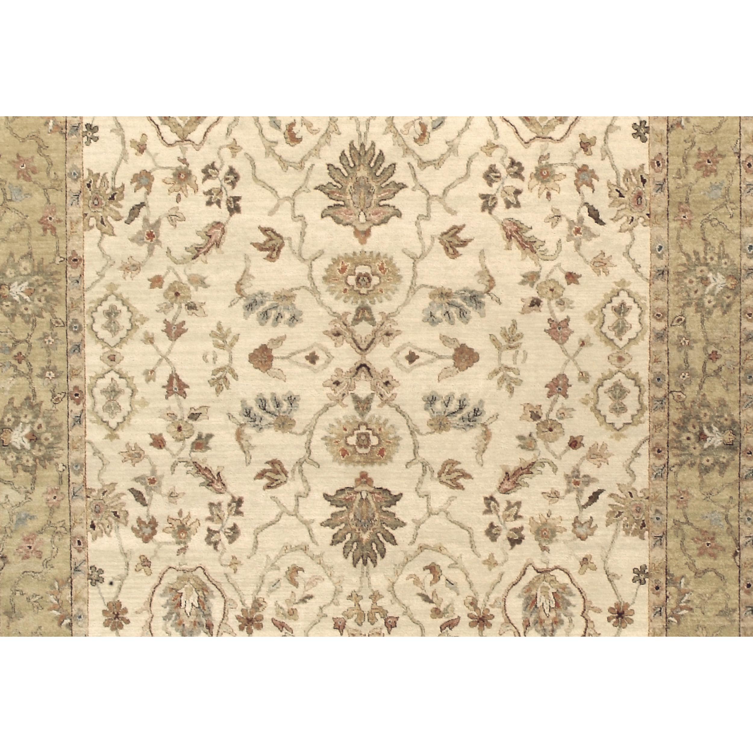 Indian Luxury Traditional Hand-Knotted Cream/Gold 10x14 Rug For Sale