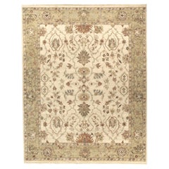 Luxury Traditional Hand-Knotted Cream/Gold 10x14 Rug