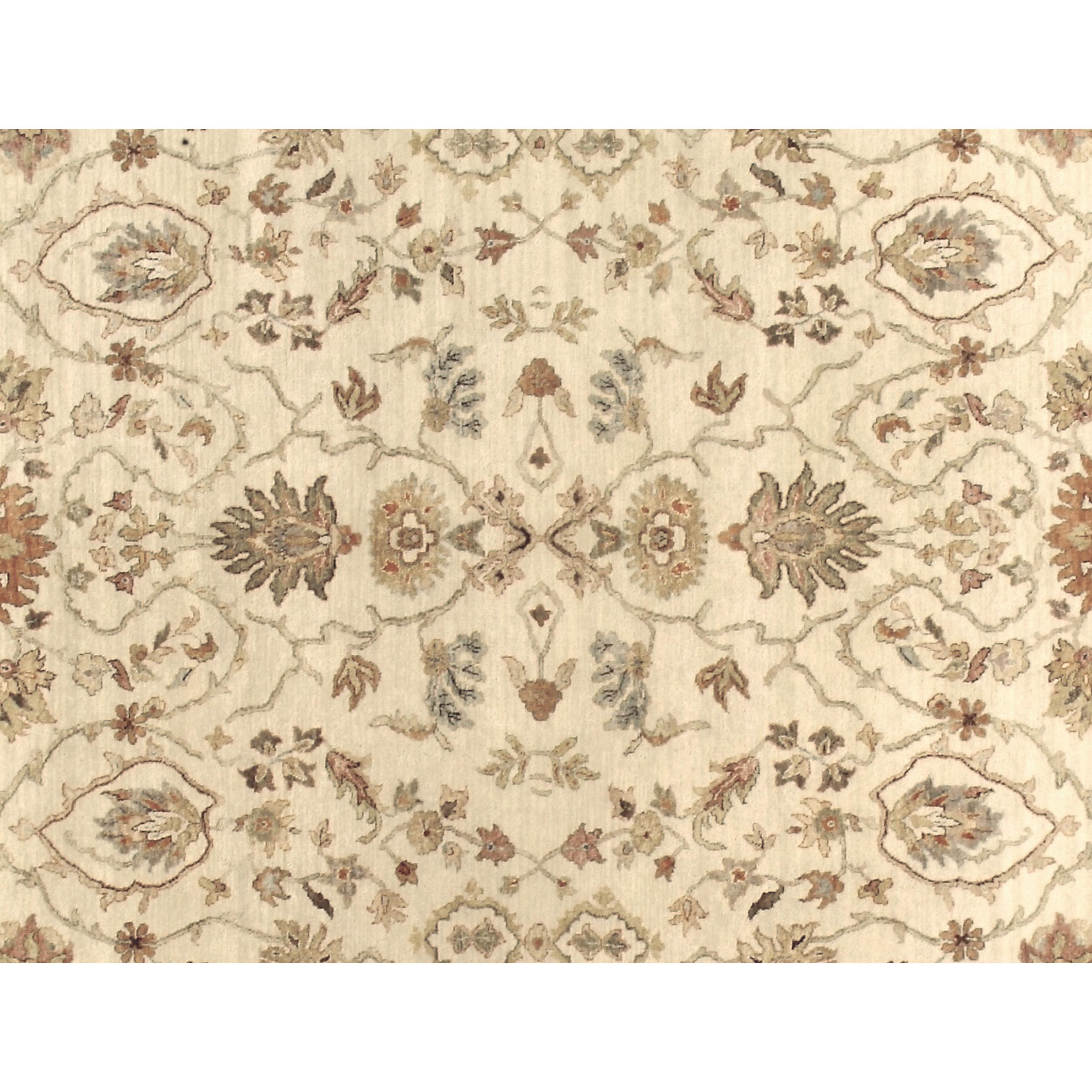 Agra Luxury Traditional Hand-Knotted Cream/Gold 12x24 Rug For Sale