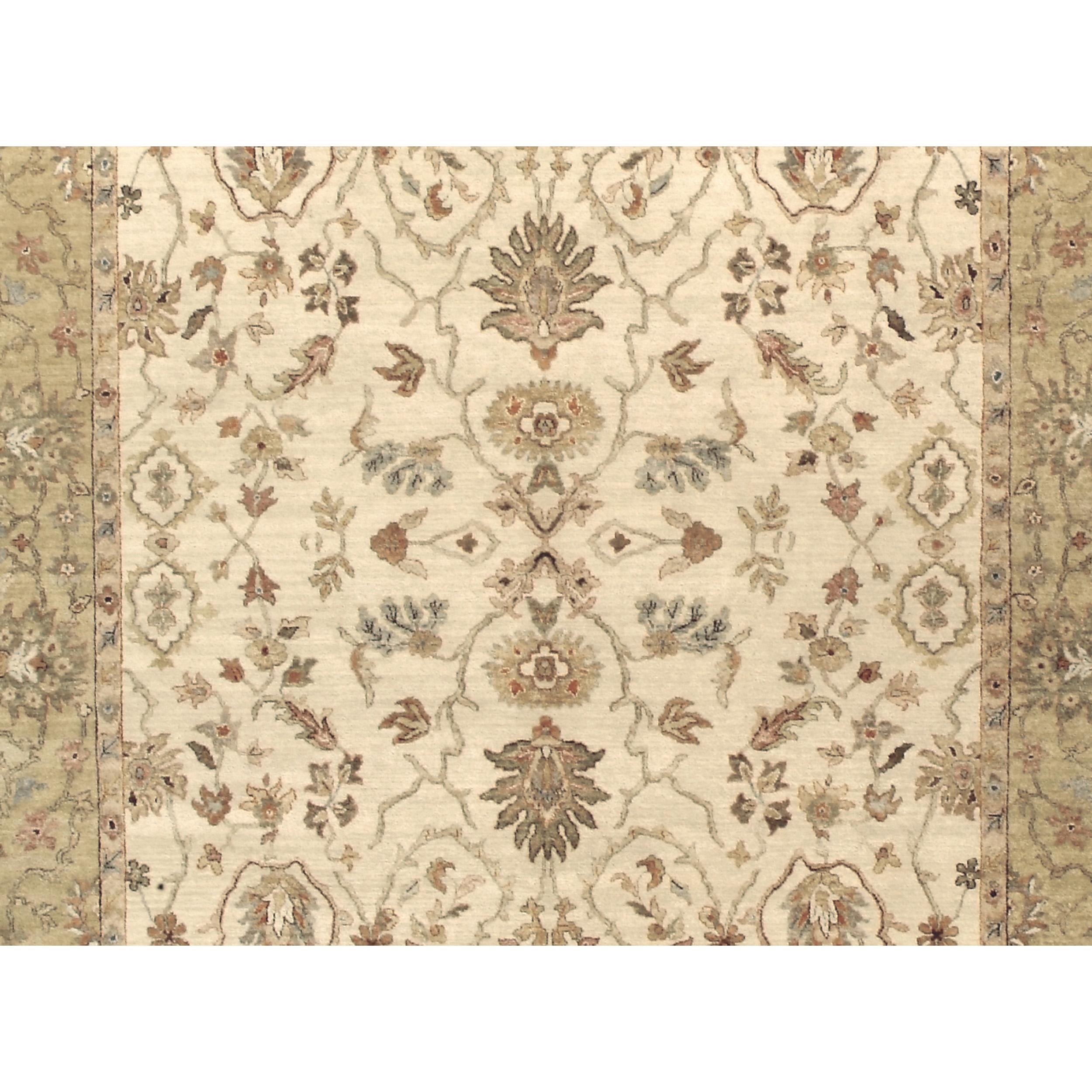 Indian Luxury Traditional Hand-Knotted Cream/Gold 12x24 Rug For Sale