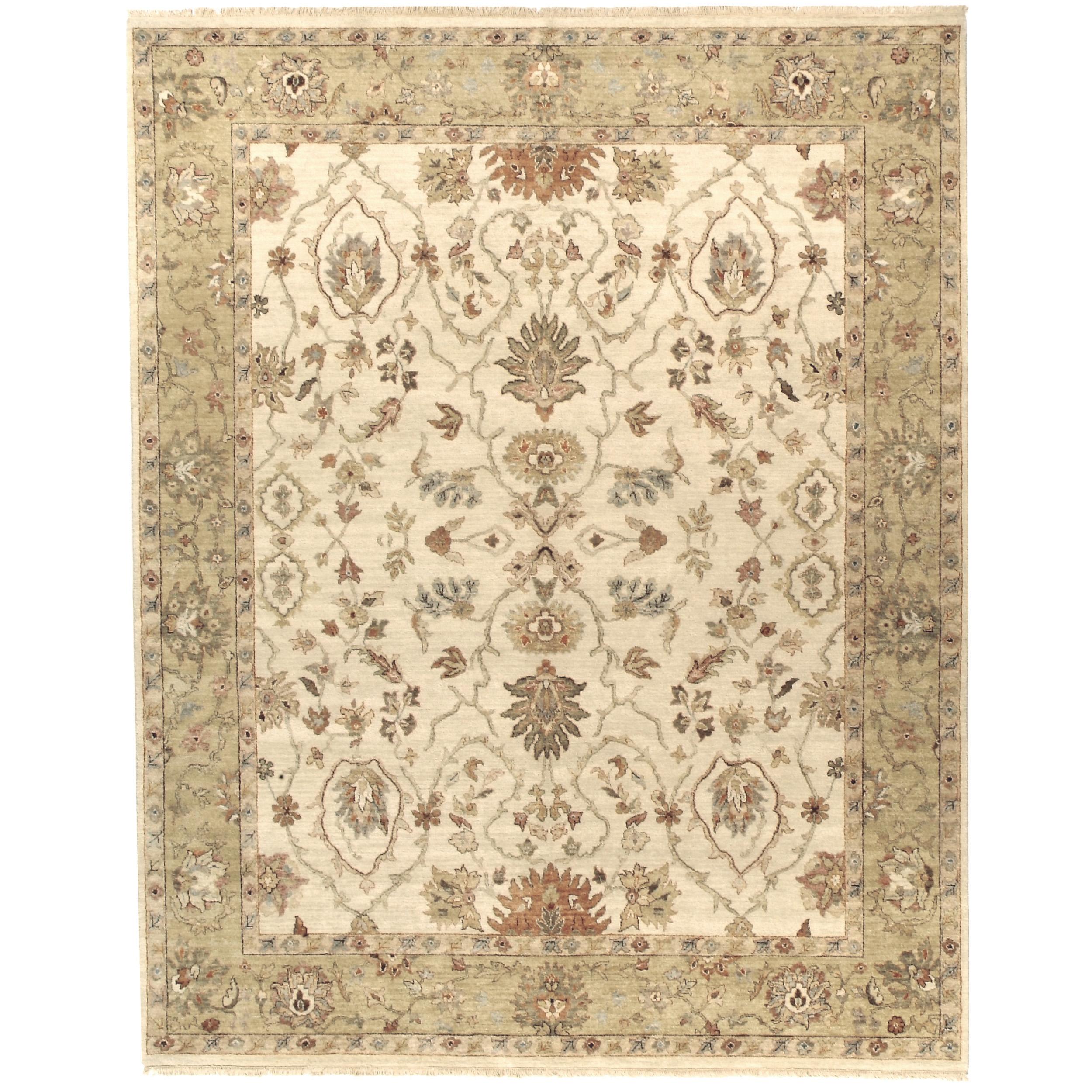 Tapis de luxe traditionnel noué à la main crème/or 14x28