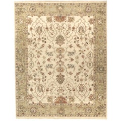 Luxury Traditional Hand-Knotted Cream/Gold 14x28 Rug