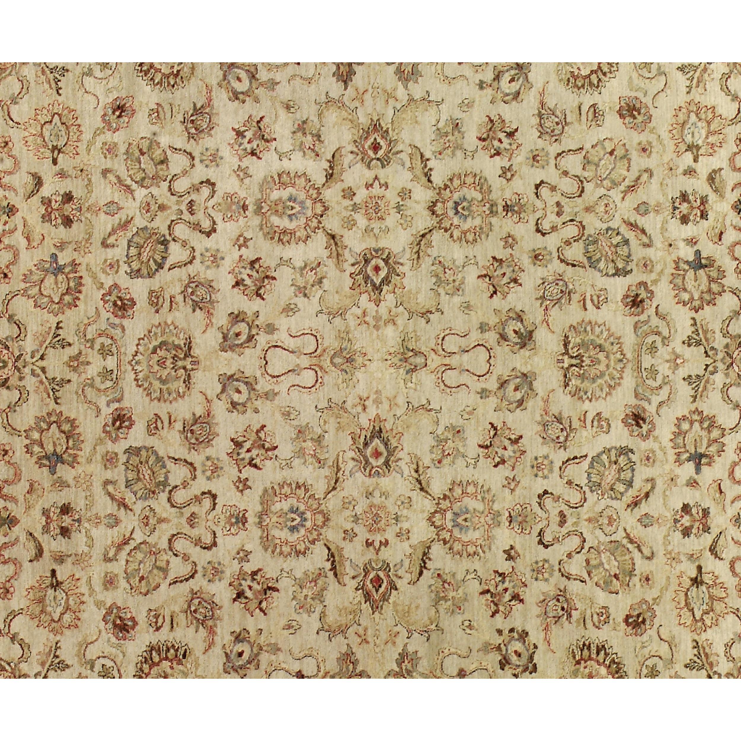 Agra Luxury Traditional Hand-Knotted Cream/Mocha 12X18 Rug For Sale