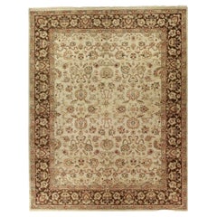 Luxuriöser traditioneller handgeknüpfter Teppich Creme/Mokka 14x26