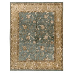 Tapis de luxe traditionnel noué à la main Devon bleu et beige 12X18