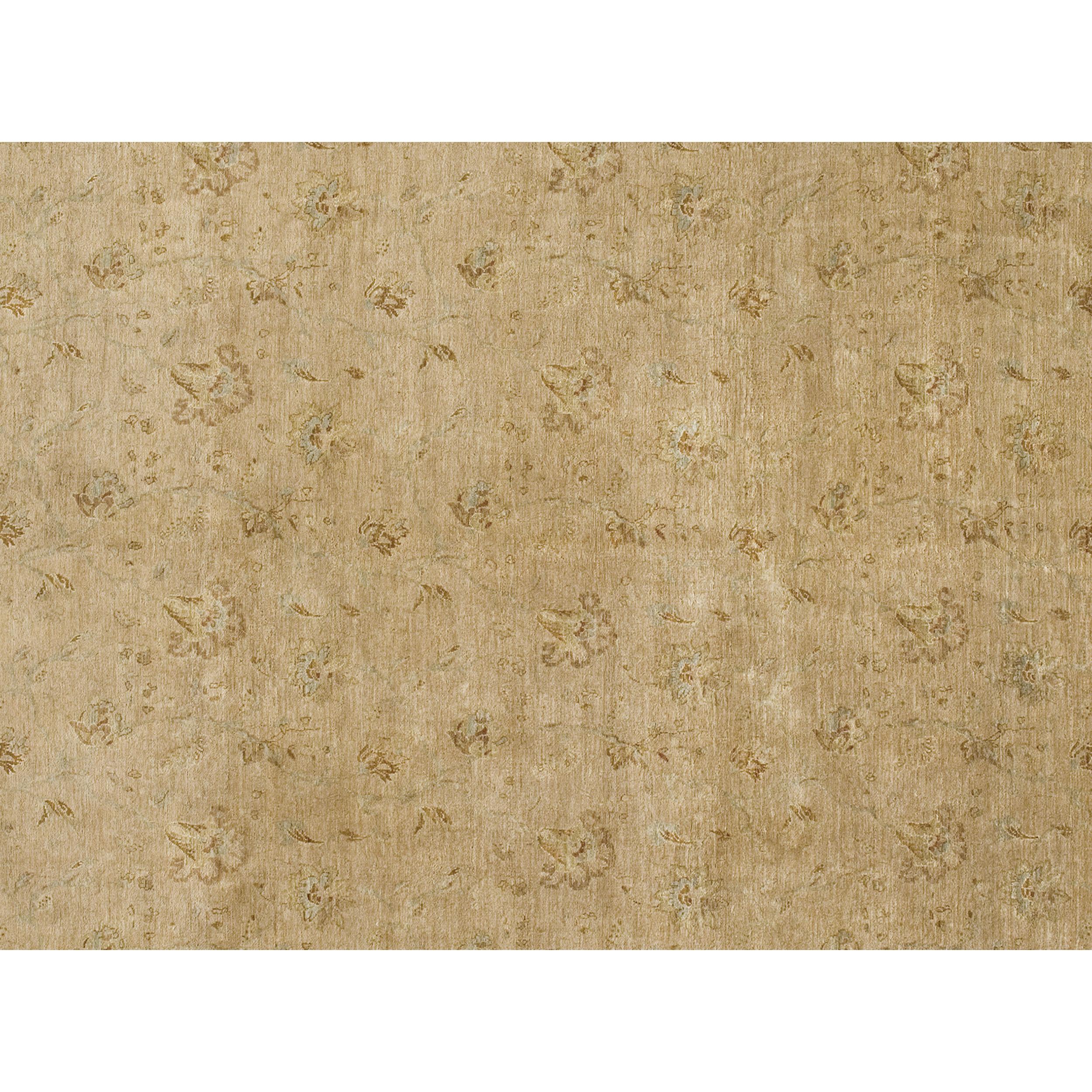 Pakistani Luxury Traditional Hand-Knotted Devon Gold/Brown 12x18 Rug For Sale