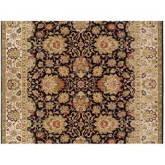 Luxury Traditional Hand-Knotted Distressed Agra Charcoal/Cream 12x Rug