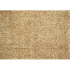 Luxury Traditional Hand-Knotted Doroksh Cream and Gold 12x18 Rug
