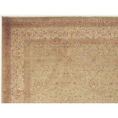 Luxury Traditional Hand-Knotted Emogli Khaki and Cream 10x14 Rug