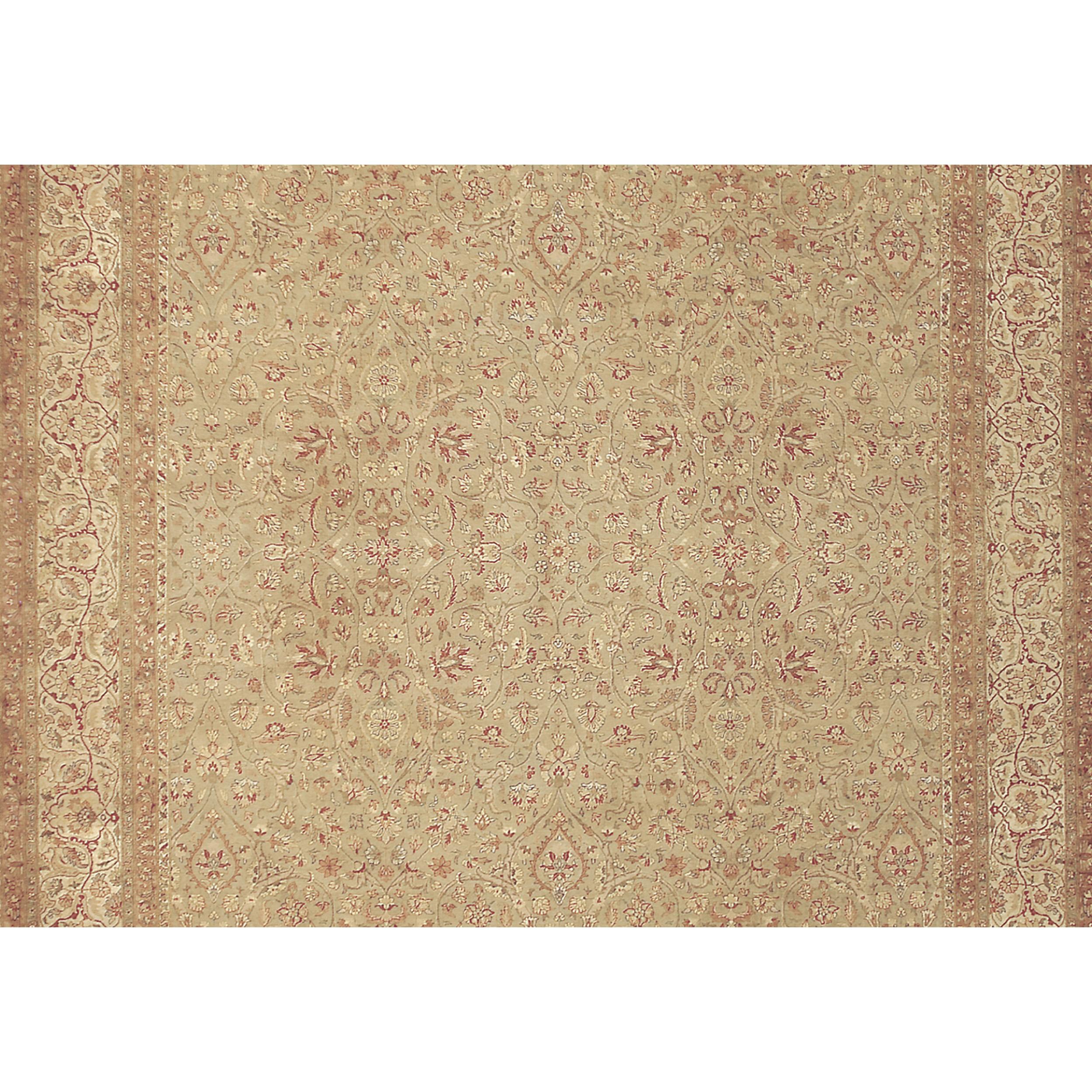 Lujosa Alfombra Tradicional Anudada a Mano Emogli Caqui y Crema 10x14 Pakistaní en venta