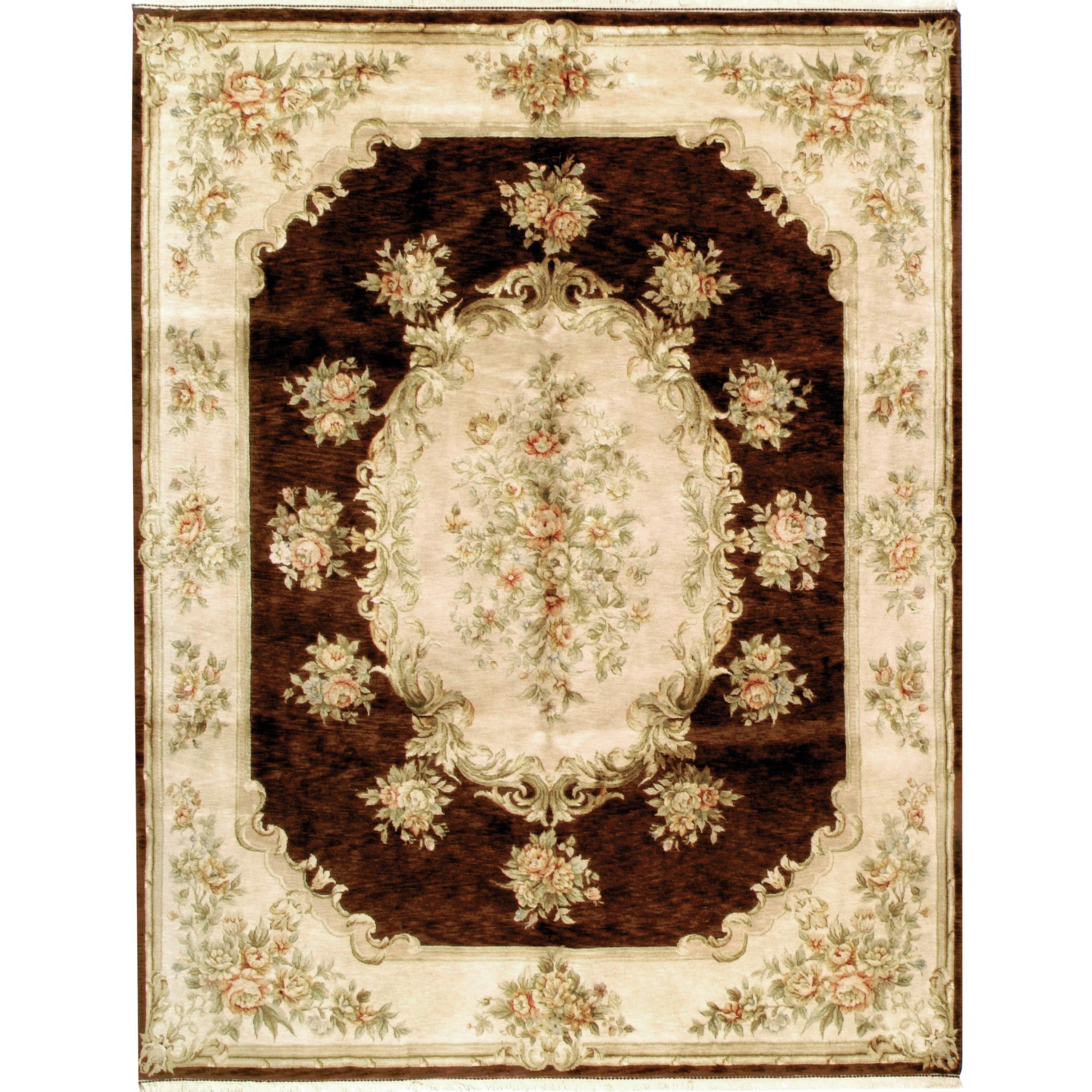 Contemporary Luxury Traditional Hand-Knotted European Belvoir Brown/Cream 10x14 Rug For Sale