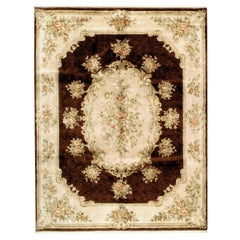 Luxury Traditional Hand-Knotted European Belvoir Brown/Cream 10x14 Rug