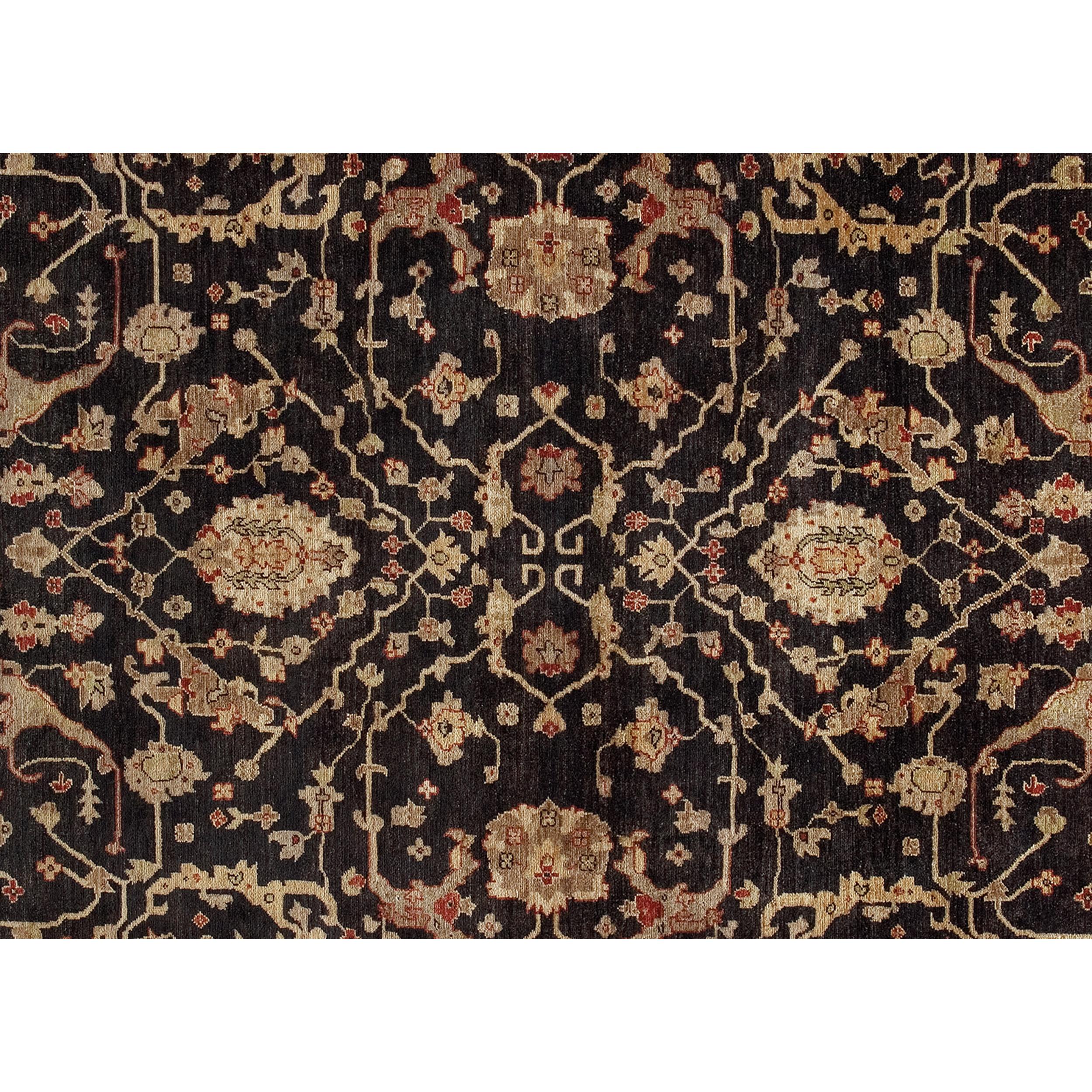 Sarouk Farahan Luxury Traditional Hand-Knotted Farahan Black & Gold 14x18 Rug For Sale