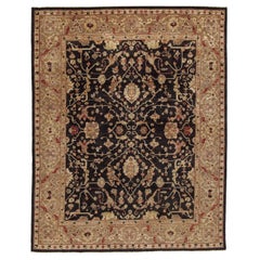 Luxuriöser traditioneller handgeknüpfter Farahan Schwarz & Gold 14x18 Teppich