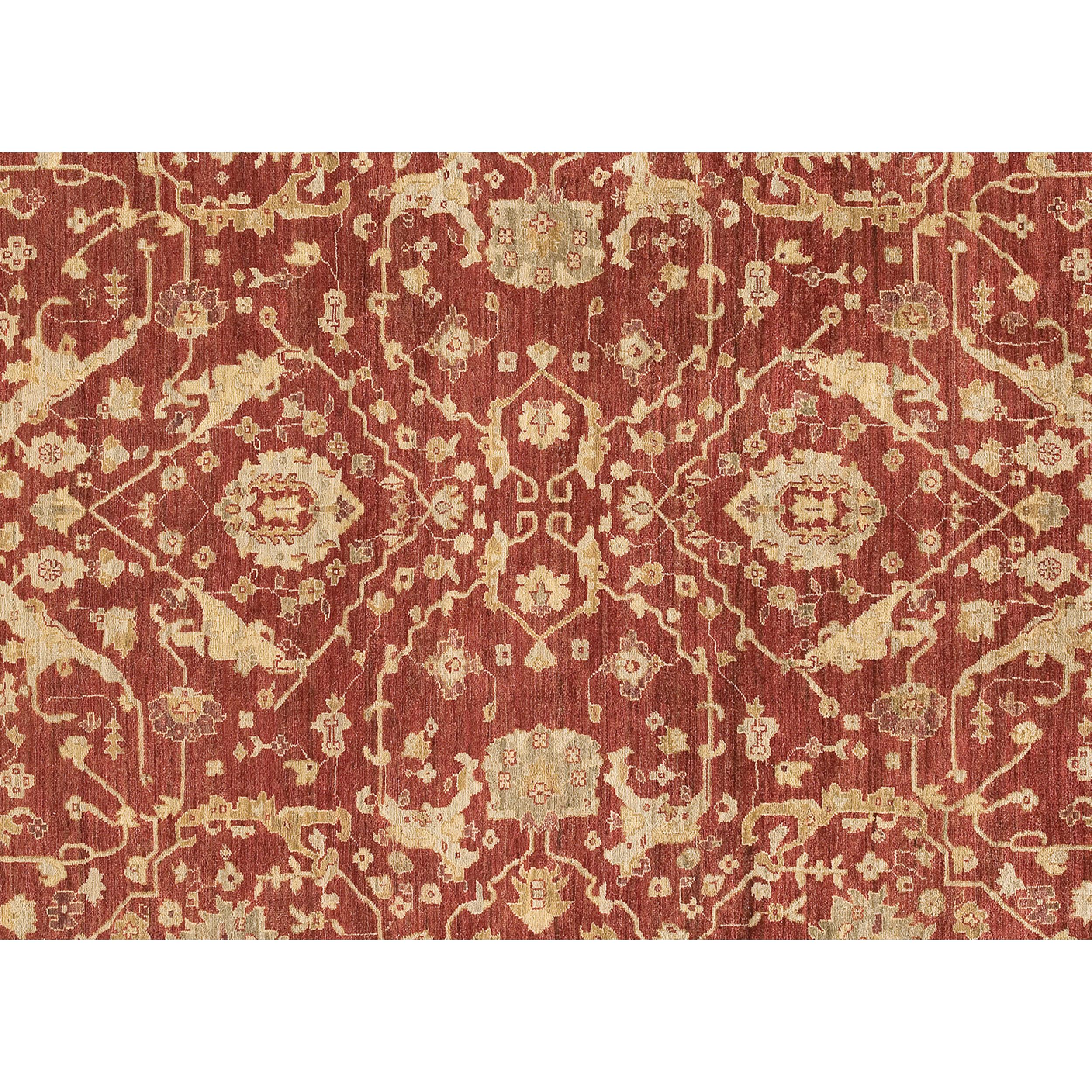 Sarouk Farahan Luxury Traditional Hand-Knotted Farahan Red & Cream 12x24 Rug For Sale
