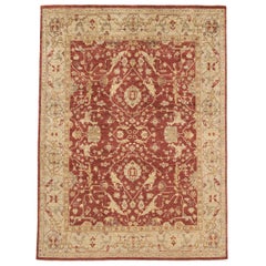 Tappeto Farahan tradizionale di lusso annodato a mano rosso e crema 12x24