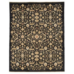Luxury Traditional Hand-Knotted Ferrahan Black 10x14 Rug
