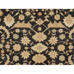 Luxury Traditional Hand-Knotted Ferrahan Black 11x18 Rug