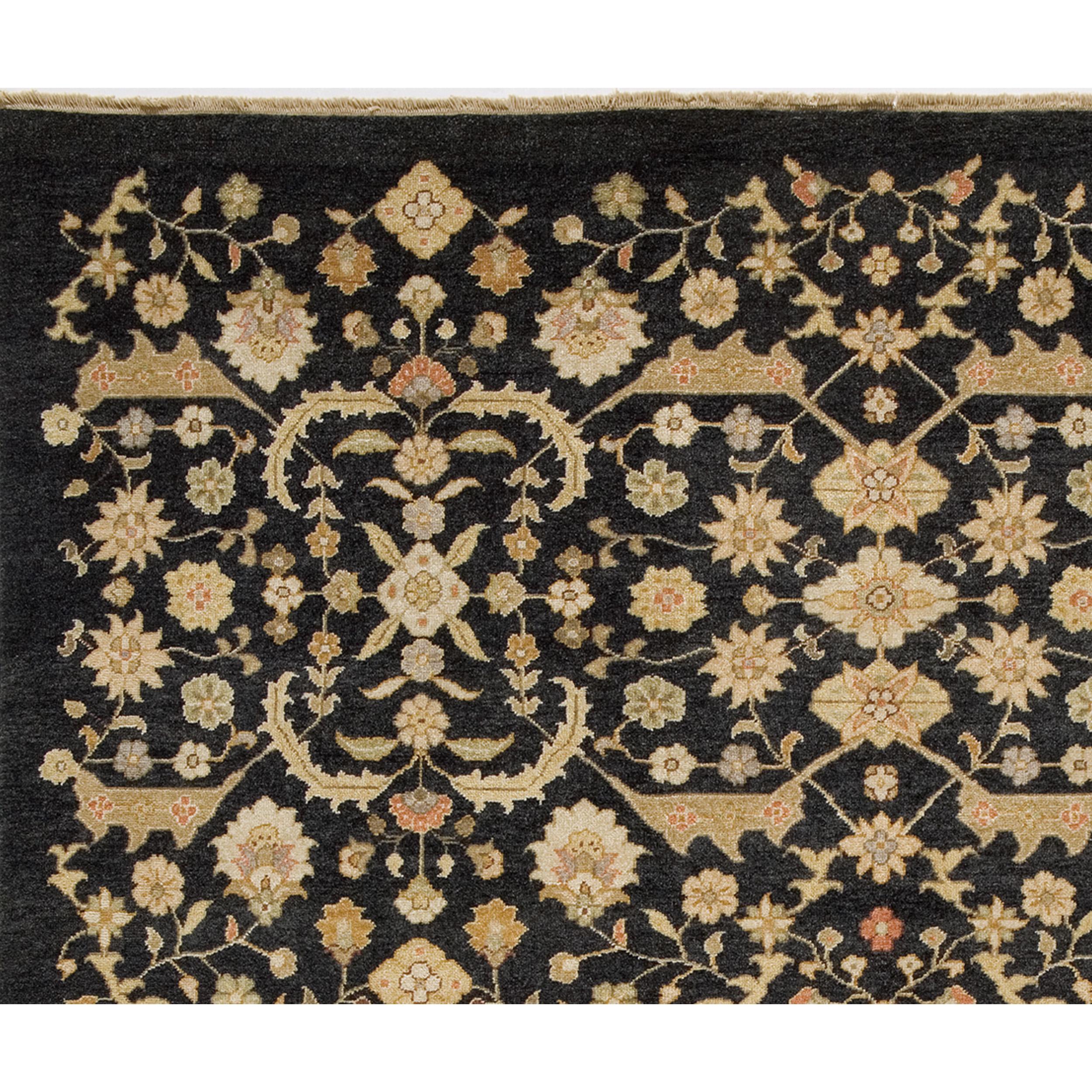 Luxuriöser traditioneller handgeknüpfter Ferrahan Schwarz 11x18 Teppich (Chinesisch) im Angebot