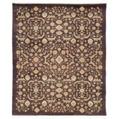 Luxury Traditional Hand-Knotted Ferrahan Brown 11x18 Area Rug