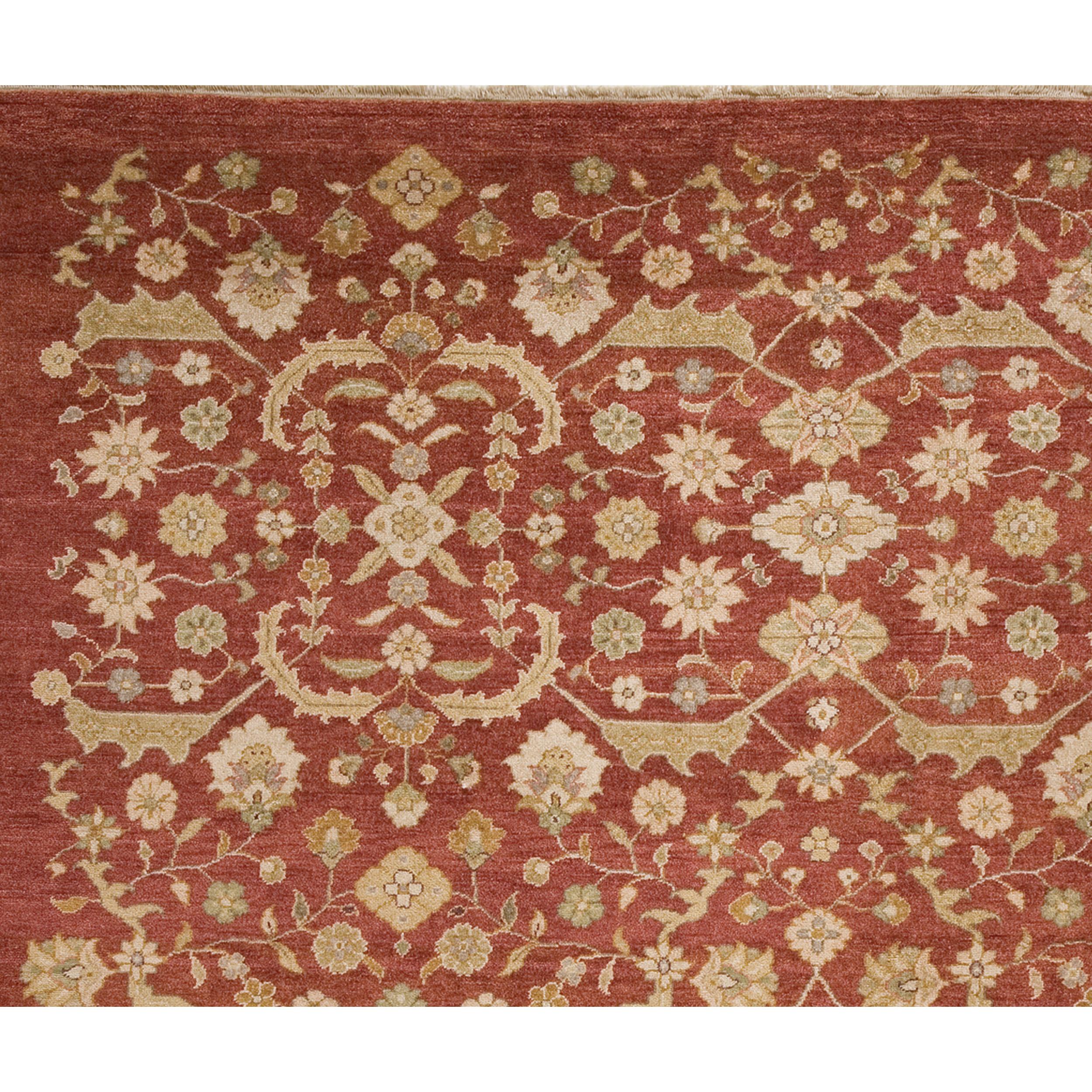 Chinese Luxury Traditional Hand-Knotted Ferrahan Red 11x18 Area Rug For Sale