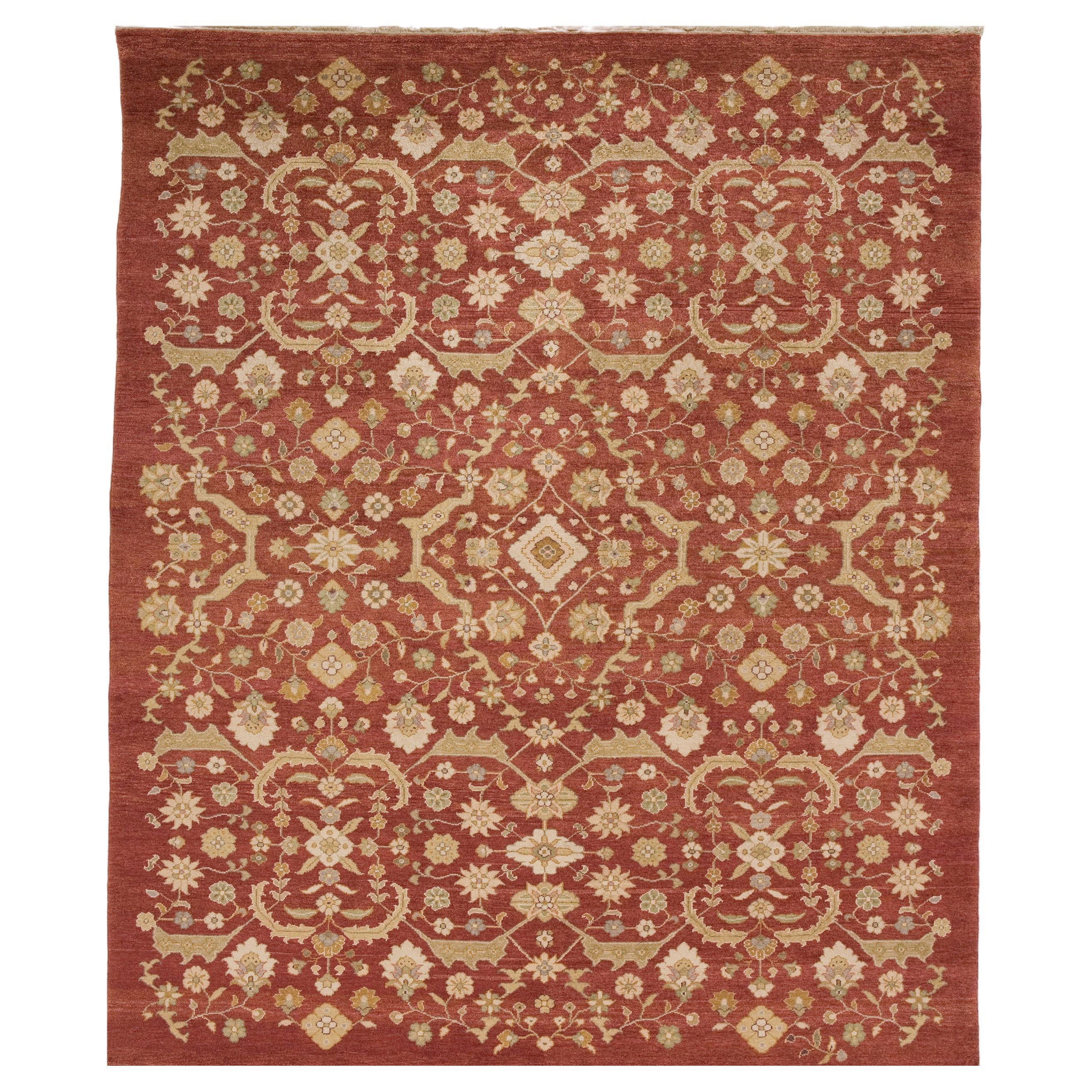 Luxury Traditional Hand-Knotted Ferrahan Red 12x15 Area Rug