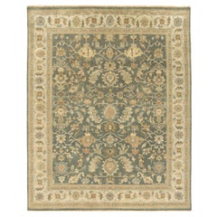 Luxury Traditional Hand-Knotted Ferrahan Teal & Beige 11x19 Rug