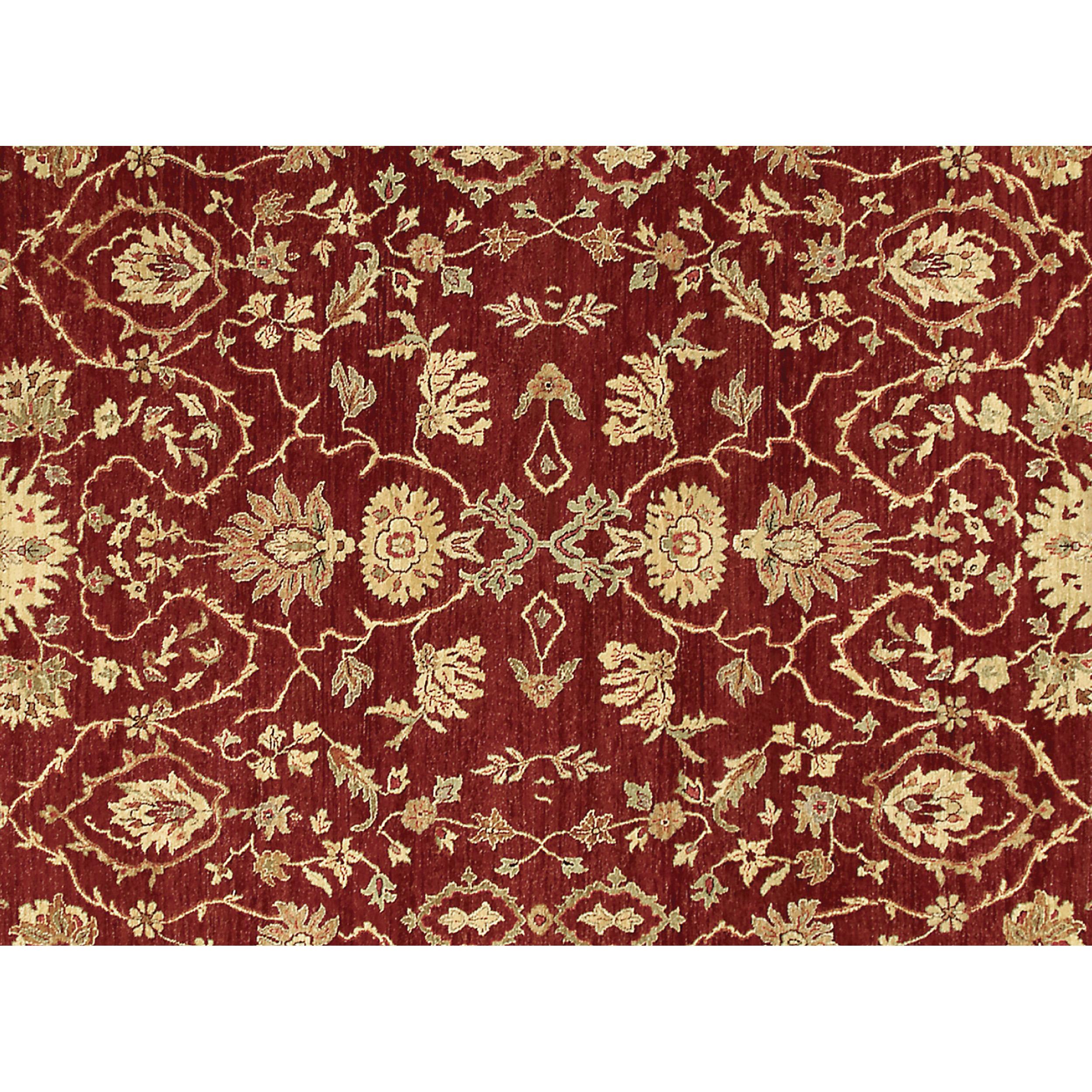 Agra Luxury Traditional Hand-Knotted Garnet/Soft Gold  12X18 Rug For Sale
