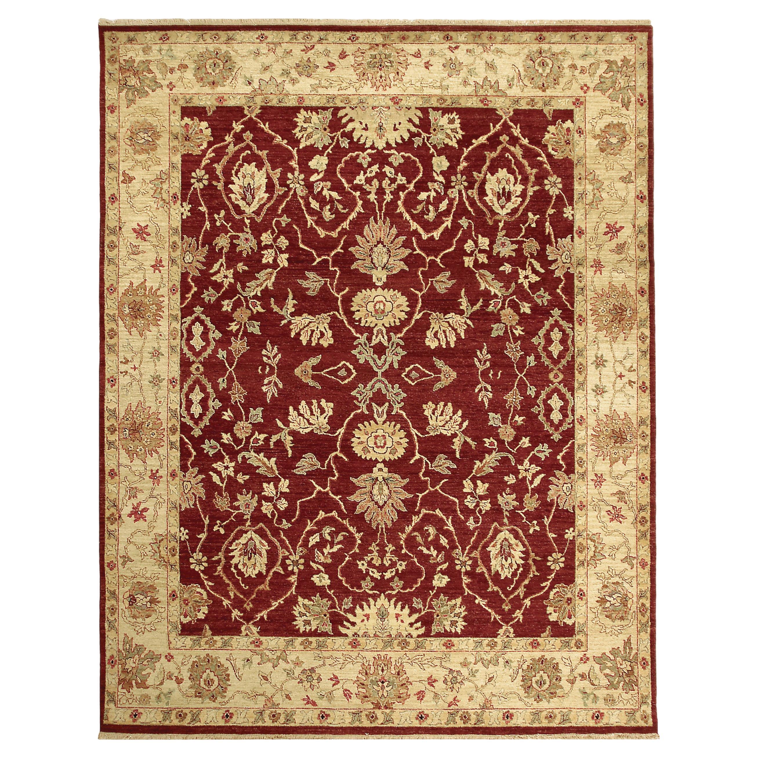 Luxury Traditional Hand-Knotted Garnet/Soft Gold  12X18 Rug For Sale