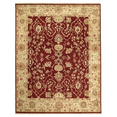Luxury Traditional Hand-Knotted Garnet/Soft Gold  12X18 Rug