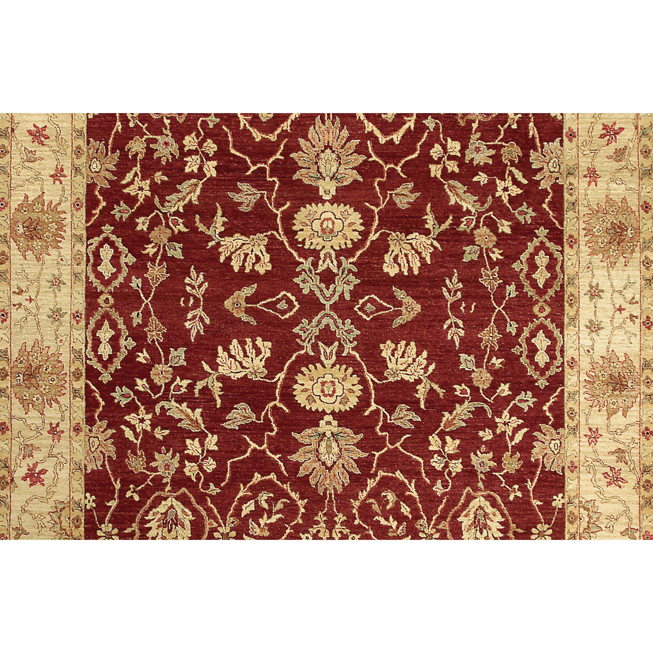 Lujosa Alfombra Tradicional Anudada a Mano Granate/Oro Suave 12X24 Indio en venta