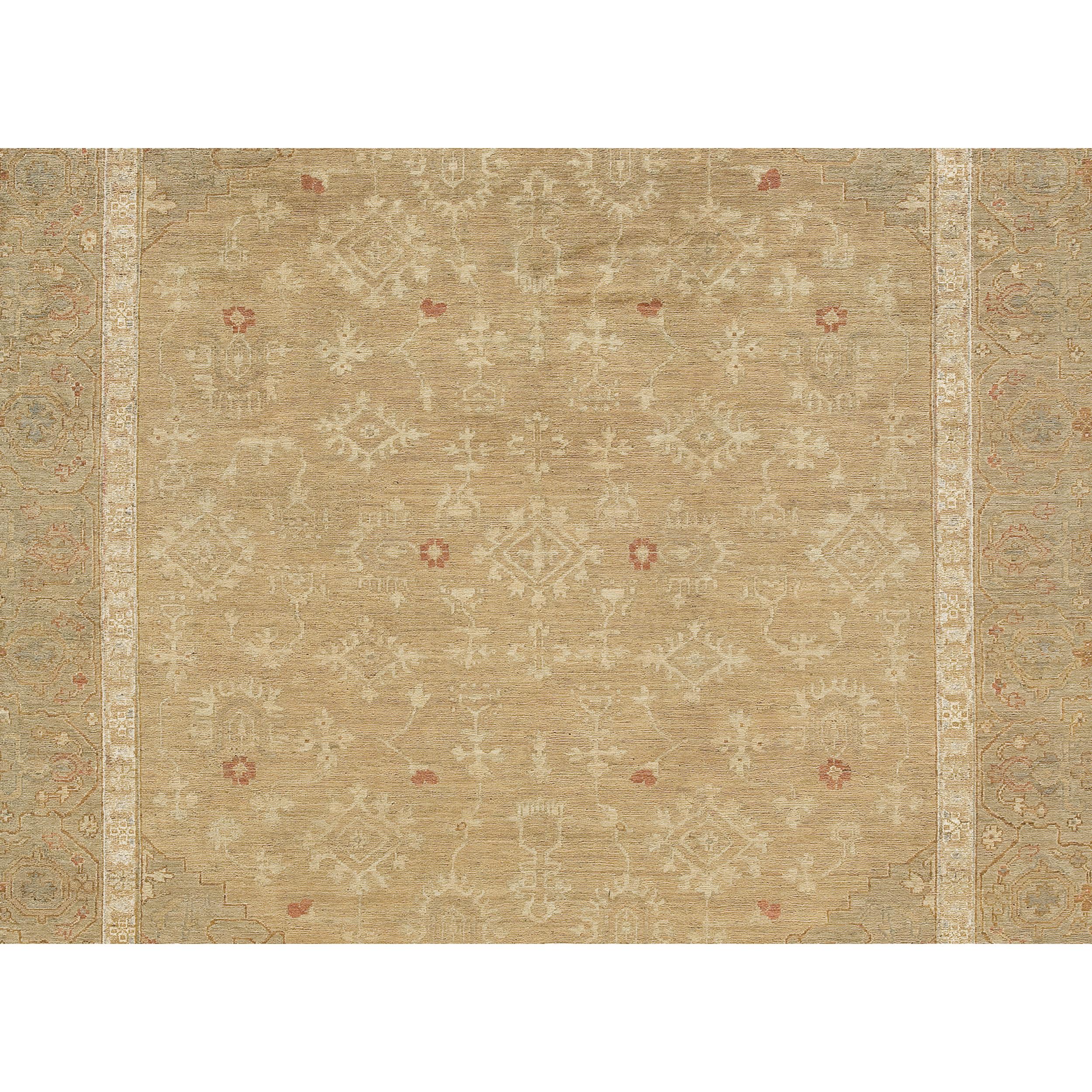 Luxury Traditional Hand-Knotted Ghiordes Gold & Taupe 12x18 Rug In New Condition For Sale In Secaucus, NJ